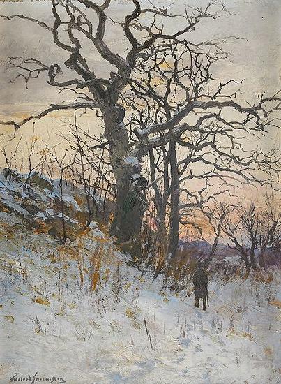 Karl Konrad Simonsson The old oak Norge oil painting art